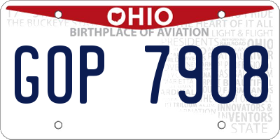 OH license plate GOP7908