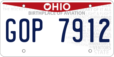 OH license plate GOP7912
