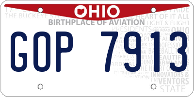 OH license plate GOP7913