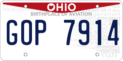 OH license plate GOP7914