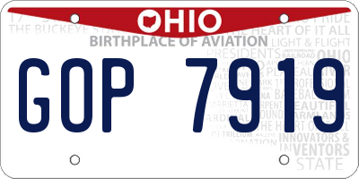 OH license plate GOP7919