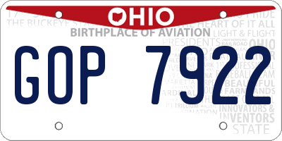 OH license plate GOP7922