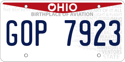 OH license plate GOP7923