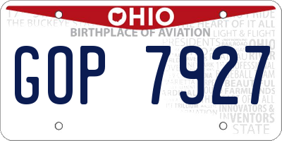 OH license plate GOP7927