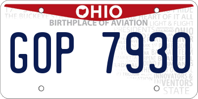OH license plate GOP7930