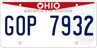 OH license plate GOP7932
