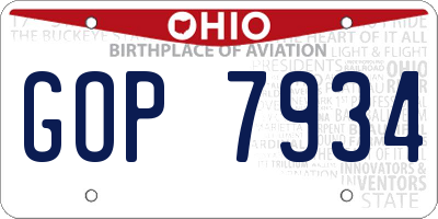 OH license plate GOP7934