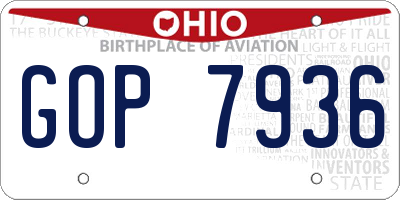 OH license plate GOP7936