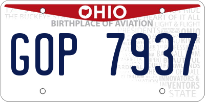 OH license plate GOP7937