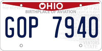 OH license plate GOP7940