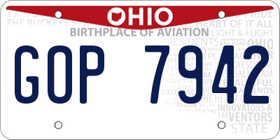 OH license plate GOP7942