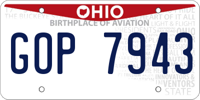 OH license plate GOP7943