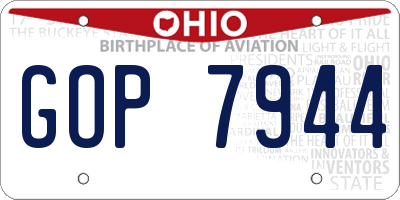 OH license plate GOP7944