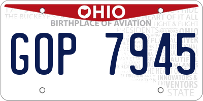 OH license plate GOP7945