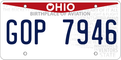 OH license plate GOP7946
