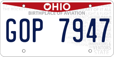 OH license plate GOP7947