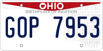 OH license plate GOP7953