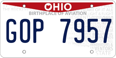 OH license plate GOP7957