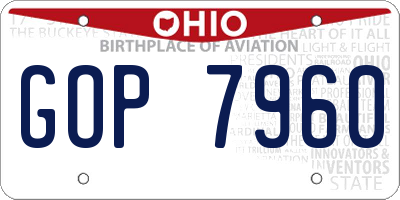 OH license plate GOP7960