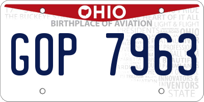 OH license plate GOP7963