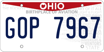 OH license plate GOP7967