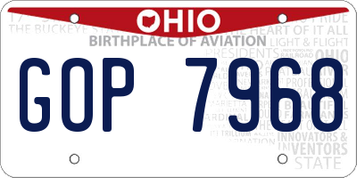OH license plate GOP7968