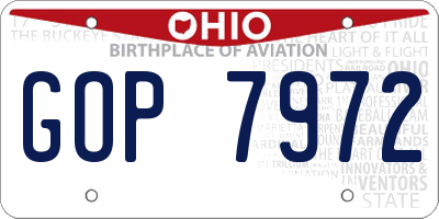 OH license plate GOP7972