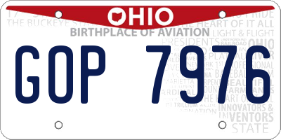 OH license plate GOP7976