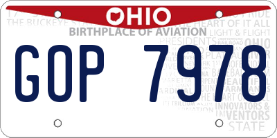 OH license plate GOP7978