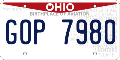 OH license plate GOP7980