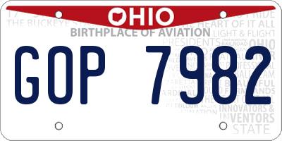 OH license plate GOP7982