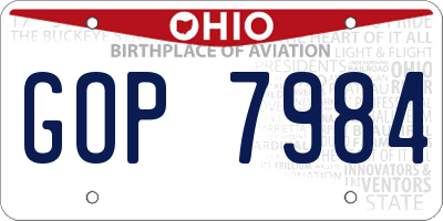 OH license plate GOP7984