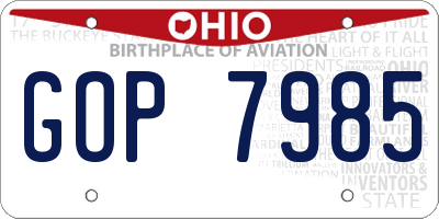 OH license plate GOP7985