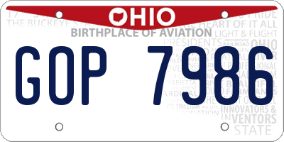 OH license plate GOP7986