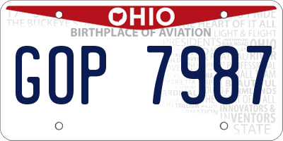 OH license plate GOP7987