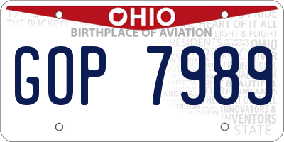 OH license plate GOP7989