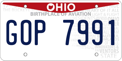 OH license plate GOP7991