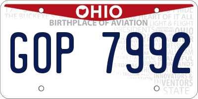 OH license plate GOP7992
