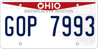 OH license plate GOP7993