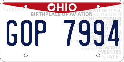 OH license plate GOP7994