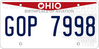 OH license plate GOP7998