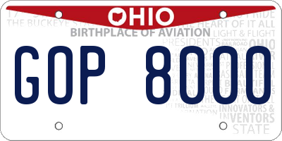 OH license plate GOP8000