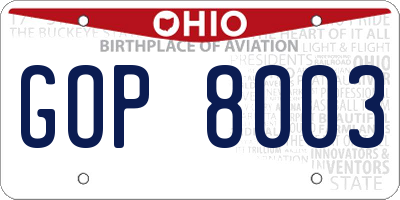 OH license plate GOP8003