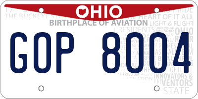 OH license plate GOP8004