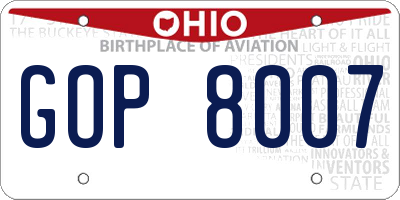 OH license plate GOP8007