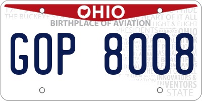 OH license plate GOP8008