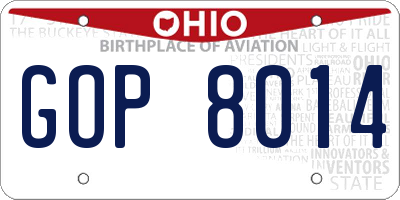 OH license plate GOP8014