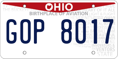 OH license plate GOP8017