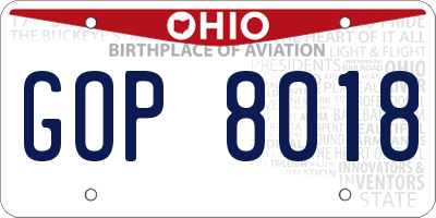 OH license plate GOP8018
