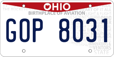 OH license plate GOP8031